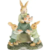 Clayre & Eef Beeld Konijn 15 cm Bruin Groen Polyresin Bruin