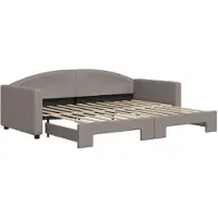 vidaXL Dagbed uitschuifbaar, taupe, 90x200 cm, stof