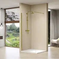 Van Rijn Inloopdouche products vaste wand 49-51x200 cm helder glas en gouden muurprofiel