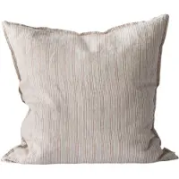 Tell Me More Washed linen kussenhoes 50 x 50 cm. Hazelnoot streep