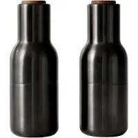 Menu Bottle Grinder kruidenmolen metaal 2-pack Bronzed brass (deksel van walnoothout)