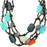 Behave - Ketting dames - Bohemian Ketting met Gekleurde Natuurstenen | 54 cm | Nikkelvrij