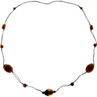 Behave - Lange ketting - Glaslook kralen trend - Bruin - 104 cm