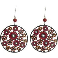 Behave - Oorhangers dames - Boho flower stijl - Rood - Nikkelvrij