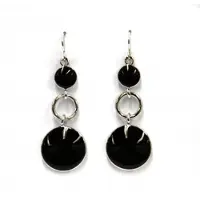 Behave - Oorbellen - Oorhangers dames - Zwart rond design - Retro stijl