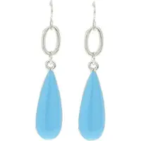 Behave - Oorbellen hanger blauw druppel zilverkleur - Zomerlook 4,5 cm