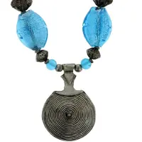 Behave - Ketting Dames Etnische Look - Blauw Glas - Statement Sieraad