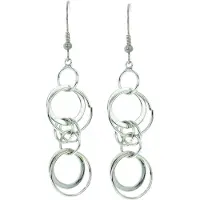 Behave - Oorhangers dames - Geometrische look - Zilverkleur met ringen