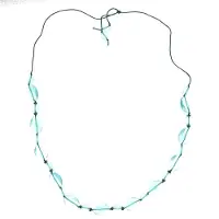 Behave Dames Ketting - Kralenketting Licht Blauw - 100 cm - Nikkelvrij