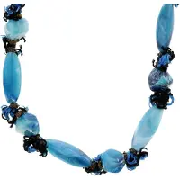 Behave - Lange blauwe ketting met stenen - 116 cm