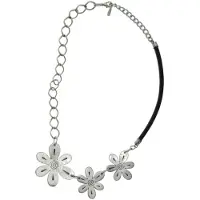 Behave - Ketting met bloemen - Half leren koord - 48 cm