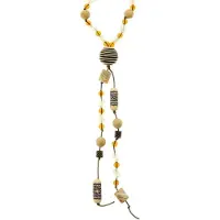 Behave - Lange ketting beige kralen met grote kraal - 83 cm