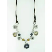Behave - Korte ketting met koord en metaal 46 cm (+7,5 cm verlengketting)