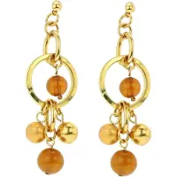 Behave - Goudkleurige oorhangers met kralenmix - Bohemian chic stijl