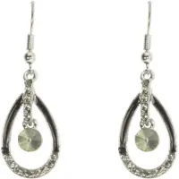 Behave - Oorhangers druppel steentjes - Glanzende look - 3,7 cm