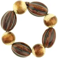 Behave - Kralenarmband bruin elastisch glans detail - natuurlijke stijl