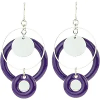 Behave - Oorhangers paars ringdesign - Retro sieraden - Festivalstijl