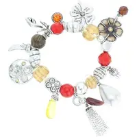 Behave - bedelarmband kleurmix met hangers - boho stijl - 16.5 cm