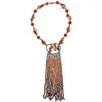 Behave - Lange bruine ketting met hanger 42cm