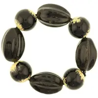 Behave - Kralenarmband zwart met goudkleur details - feest stijl