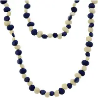 Behave - Lange dubbele ketting met blauwe en beige stenen, 108 cm