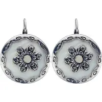 Behave - Oorbelhangers dames - Zilverkleur schelp - Vintage bloemlook