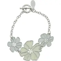 Behave - Armband - bloemdesign zilverkleur - lente accessoire - 16,5 cm