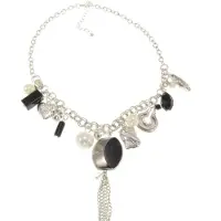 Behave - Ketting met parel en decoratieve hangers - 47 cm (verlengketting 6,5 cm)
