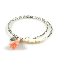 Heaven Eleven Ballchain wikkelarmband met zalmkleurige details