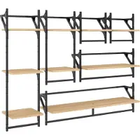 vidaXL 6-delige Wandschappenset met stangen bewerkt hout sonoma eiken