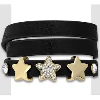 Montebello Armband Cosa Black - PU Leer - Messing - Ster - 15mm - 19cm