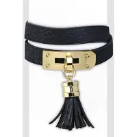 Montebello Armband Sassie Black - PU Leer - Kwastje - 13mm - 19cm
