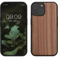 Kwmobile telefoonhoesje geschikt voor iPhone 15 - Hoesje met bumper in donkerbruin - Backcover - hout