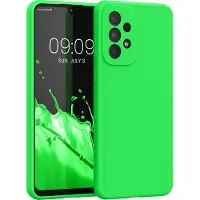 Kwmobile telefoonhoesje geschikt voor Samsung Galaxy A33 5G - Hoesje met siliconen coating - Smartphone case in neon groen