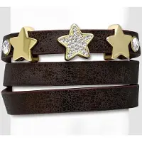 Montebello Armband Cosa Brown - PU Leer - Messing - Ster - 15mm - 19cm