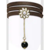 Montebello Armband Nina Brown - PU Leer - Bloem - 17mm - 19cm
