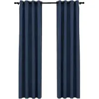 vidaXL Gordijnen linnen-look verduisterend ogen 2 st 140x225 cm blauw