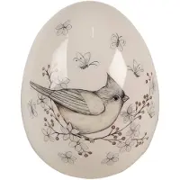 Clayre & Eef Decoratie Beeld Ei 16 cm Wit Beige Keramiek Ovaal Wit