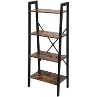 Vdd Wandkast Stoer metaal hout industrieel design open boekenkast 137 cm hoog zwart