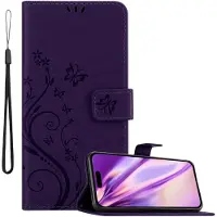 Cadorabo Hoesje voor Apple iPhone 14 PRO in bloemenboekstijl (iPhone 14 Pro), Smartphonehoes, Paars