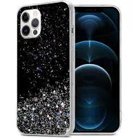Cadorabo TPU hoes fonkelende glitters (iPhone 12), Smartphonehoes, Zwart