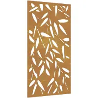 vidaXL Wanddecoratie tuin bamboebladontwerp 105x55 cm cortenstaal