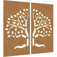 vidaXL Wanddecoratie tuin 2 st boomontwerp 105x55 cm cortenstaal