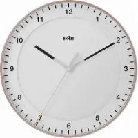Braun BC17PW - Wandklok - Analoog - Kunststof - Quartz - Sweep movement - Rosékleurig - Wit - Ø30cm