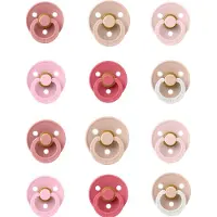 BIBS fopspeen 0-18 maand set 12 stuks, Dusty Pink,Baby Pink,Blossom,Blush,Coral en Blush Glow maat 1 & 2