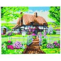 Crystal Art Framed Crystal Art Kit "rose Cottage", 40x50cm Crystal Art Kit (full Painting)
