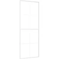 vidaXL Schuifdeur 76x205 cm mat ESG-glas en aluminium wit