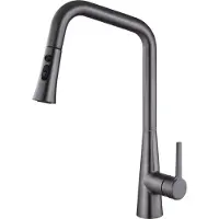 Inspire – Keukenkraan Aanrechtkraan – Geborsteld Nikkel – Voorzien Van Neerklapbare Sproeier En 3-Weg Sproei-instelling En Keramische Kleppen – Voor Keuken En Bijkeuken – Grijs Metaal