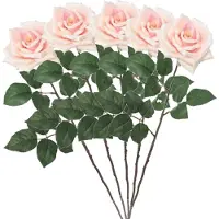 Mica Decorations Kunstbloem Roos Emily - 5x - 66 cm - licht roze - polyester - kunststof - kunstbloemen