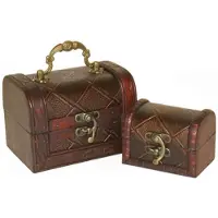 Something Different Decoratieve opbergdoos Diamond Bruin - MINI SCHATKIST - set van 2 - (bxhxd) ca. 13cm x 10cm x 9cm / 9cm x 6cm x 6cm
